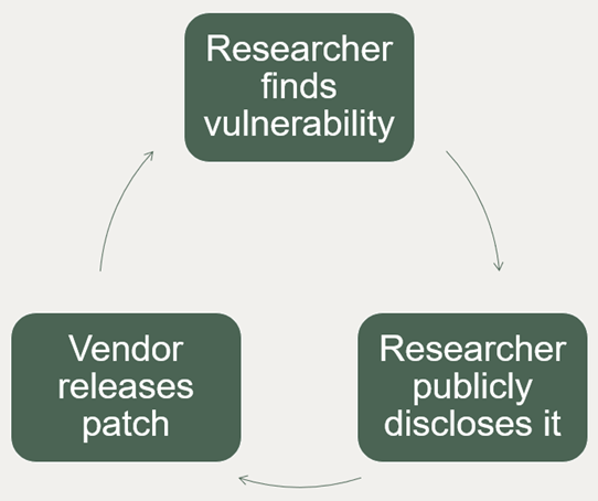 Full vulnerability disclosure process cycle.